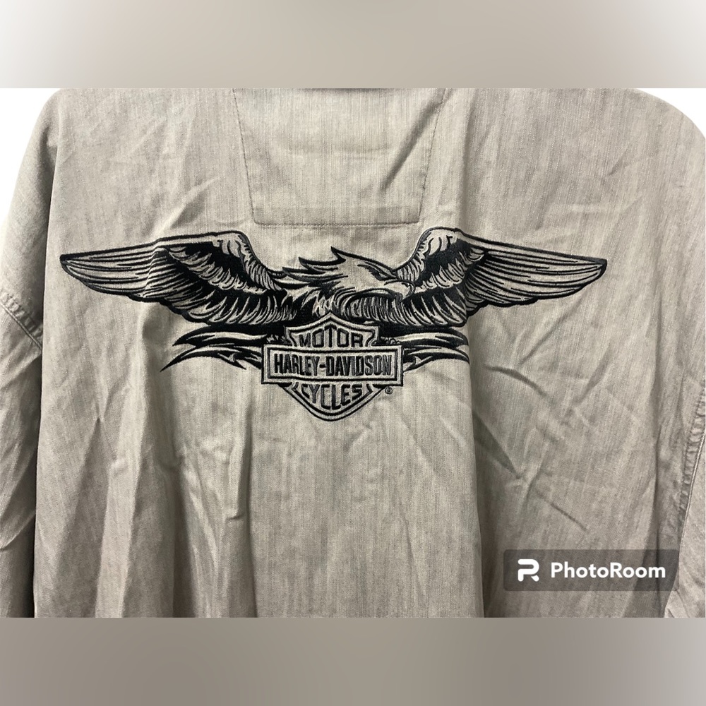 🏍️🔥Harley-Davidson Sharp Harley Cycles Back Logo 100% Cotton Button Down Shirt - Picture 6 of 6